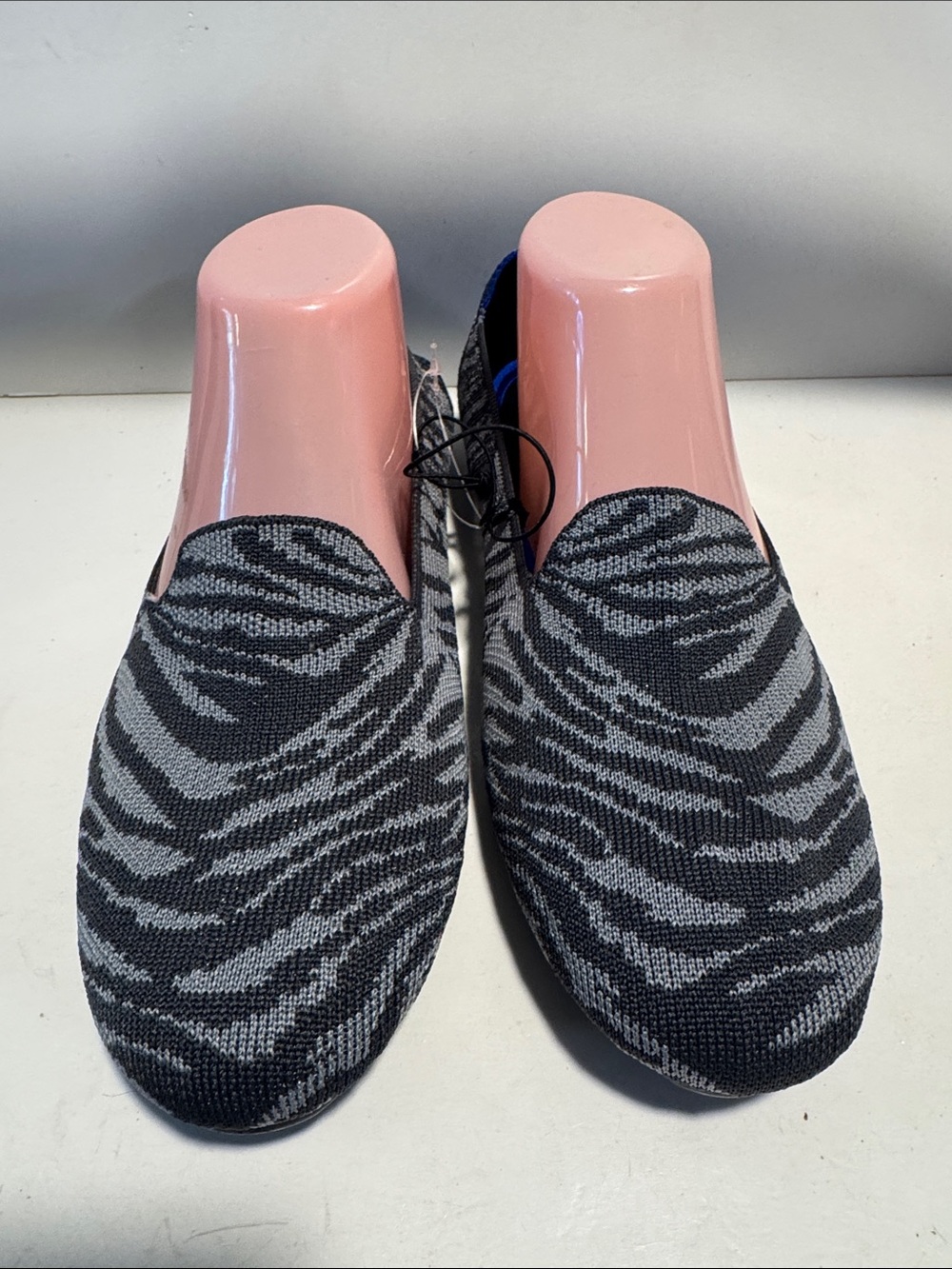 Men's Slip-On Knit Sneakers in Black and Gray Zebra Pattern
